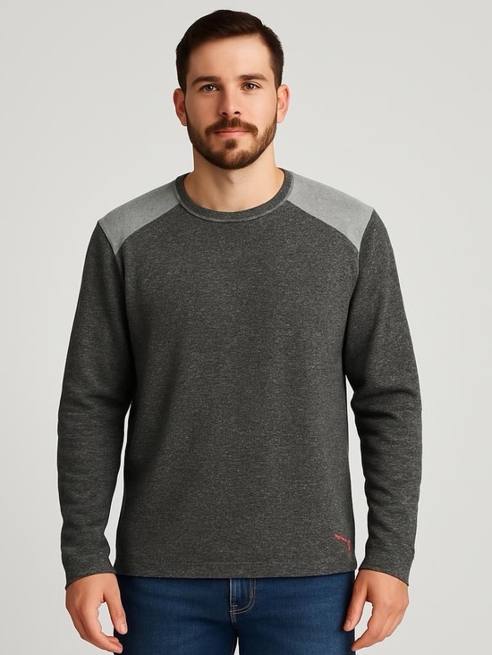 Tommy Bahama Mens Heather‎ Gray Fleece Pullover Sweatshirt Marlin Logo Medium